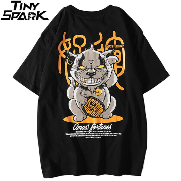 Evil Cat Print T-shirts